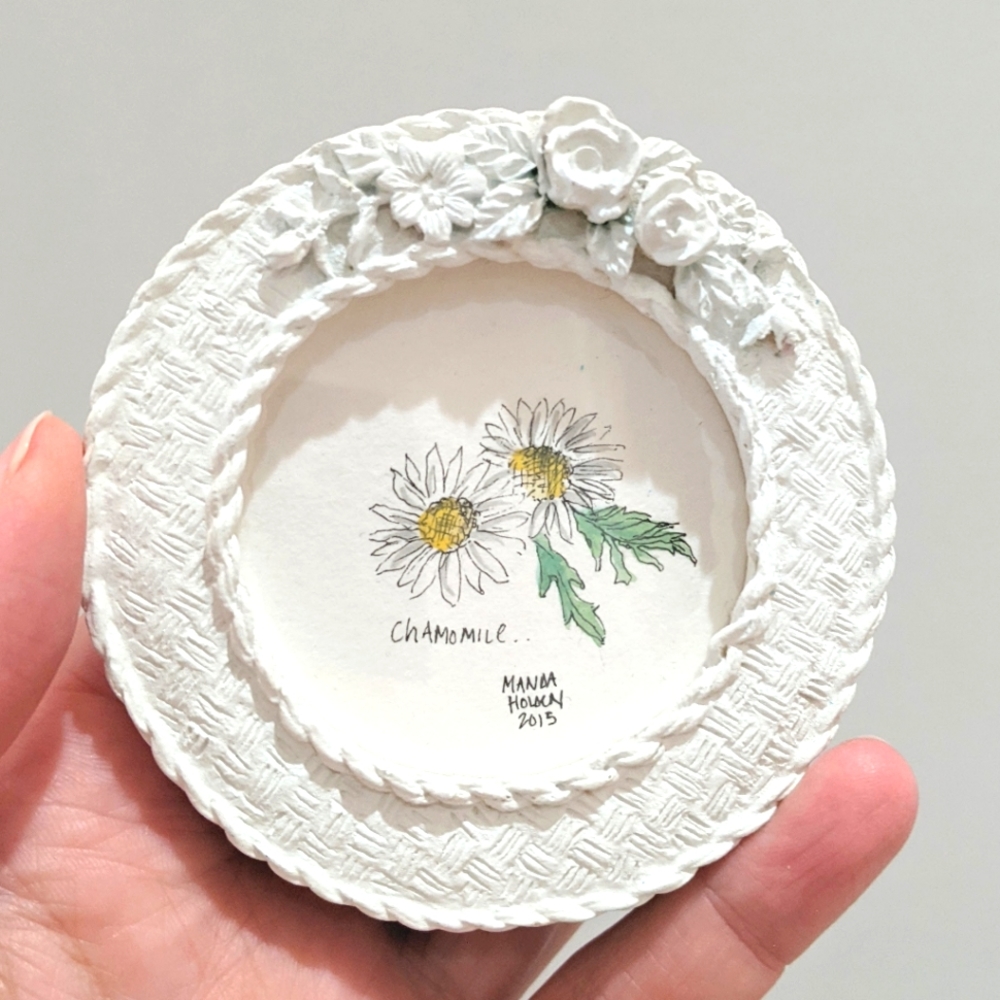 Original Watercolor Tiny Painting - Chamomile Flowers